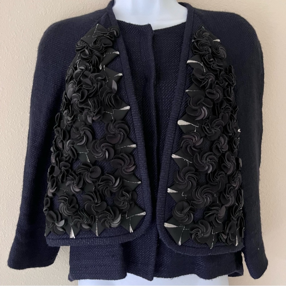 Fendi Cardigan Top Size 38‎ Navy Embellished Designer Capsule